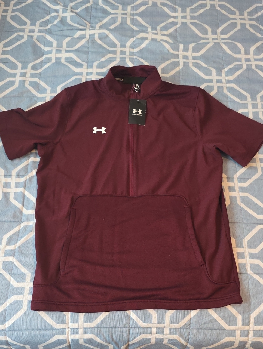 Under Armour Men's Maroon Short-Sleeve Quarter-Zip Pullover NWT Medium